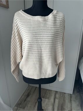 moon & madison Cream Ribbed Scoop Neck Sweater